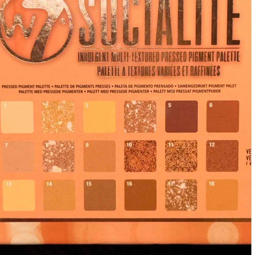 W7 Socialite Multi-Textured Pressed Pigment Eyeshadow Palette 18 Shades NEW